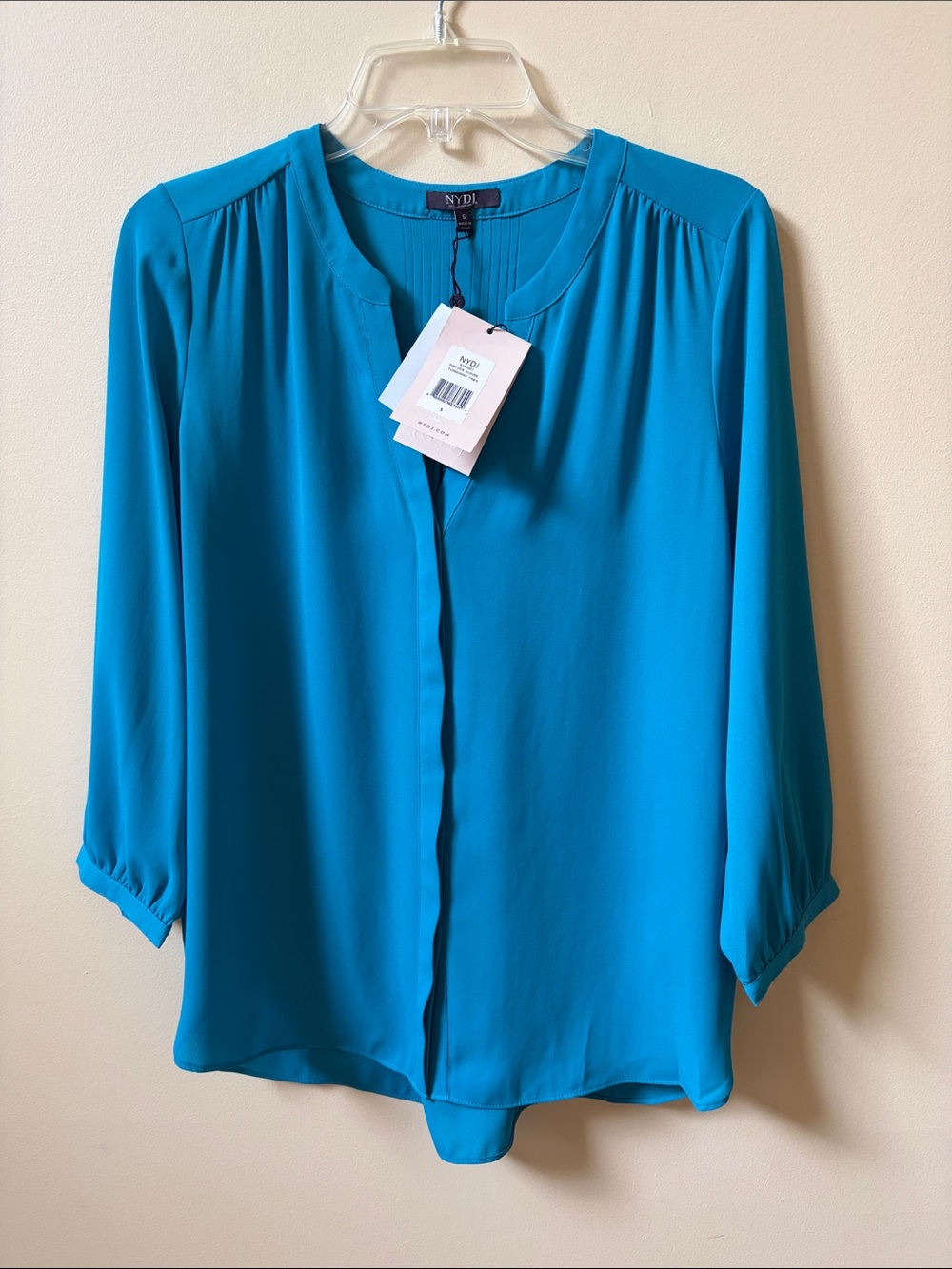 NYDJ Teal Long-Sleeve Pintuck Blouse - NEW